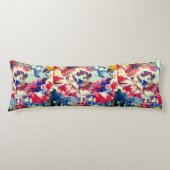 Coussins Longs Arbre en fleurs rouge abstrait bleu jaune (Devant)