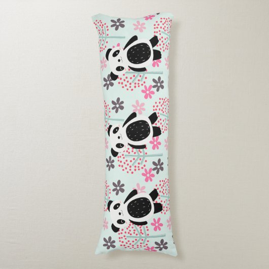 Coussins Longs Arbres, fleurs et ours de panda (devant Vertical)
