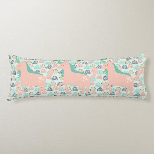 Coussins Longs Arcs-en-ciel et licornes (Devant)