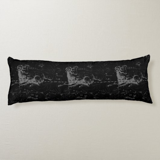 Coussins Longs Aries Constellation Hevelius Vintage sur Noir (Dos)