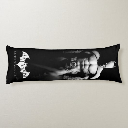 Coussins Longs Arkham | Pose large noir et blanc Batman (Dos)