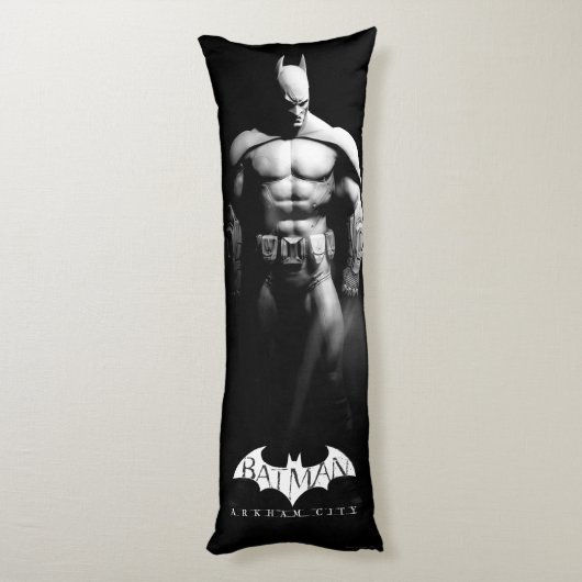 Coussins Longs Arkham | Pose large noir et blanc Batman (Dos (Vertical))
