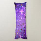 Coussins Longs Arrière - plan de feuille violet avec étoiles (Dos (Vertical))