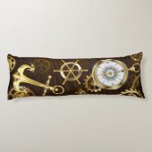 Coussins Longs Arrière - plan en bois avec cheval de mer mécaniqu (Dos)