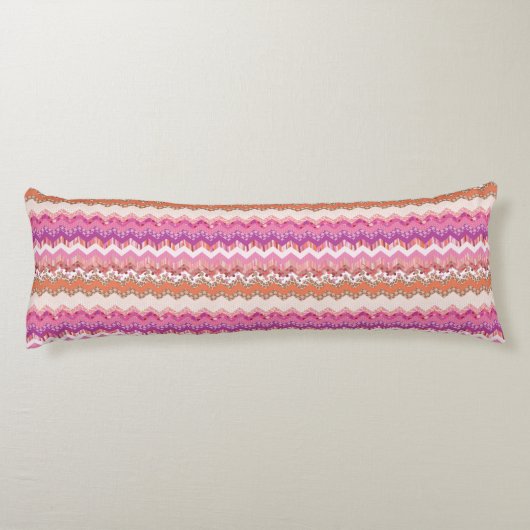 Coussins Longs Arrière - plan rose de zigzag (Dos)