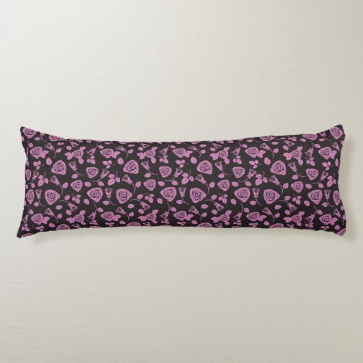 Coussins Longs Arrière - plan rose floral (Devant)