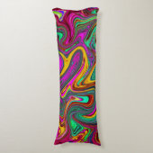 Coussins Longs Art Abstrait Rose Chaud Marbré et Vert Mousse de M (Devant (Vertical))