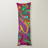 Coussins Longs Art Abstrait Rose Chaud Marbré et Vert Mousse de M (Dos (Vertical))