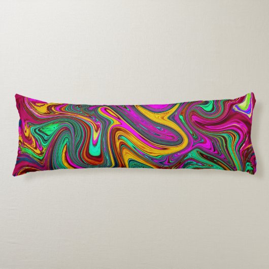 Coussins Longs Art Abstrait Rose Chaud Marbré et Vert Mousse de M (Devant)