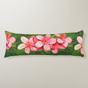 Coussins Longs Art de Frangipanier Tropical Rose
