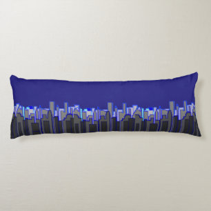 Coussins Longs Art de paysage urbain bleu abstrait
