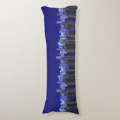 Coussins Longs Art de paysage urbain bleu abstrait (Devant (Vertical))