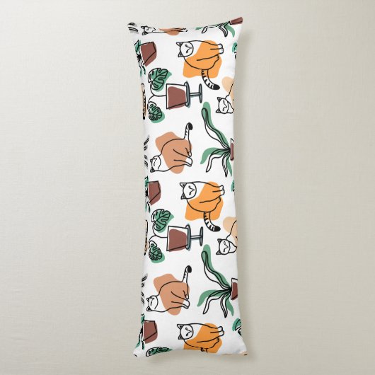 Coussins Longs Art de trait dessin chats et fleurs (Dos (Vertical))