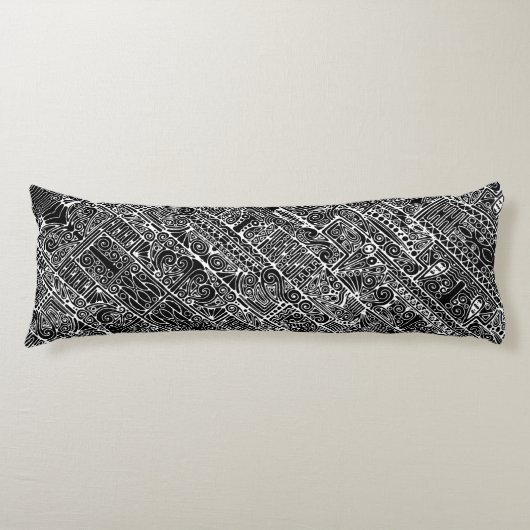 Coussins Longs Art Géométrique Noir Et Blanc 2 (Devant)
