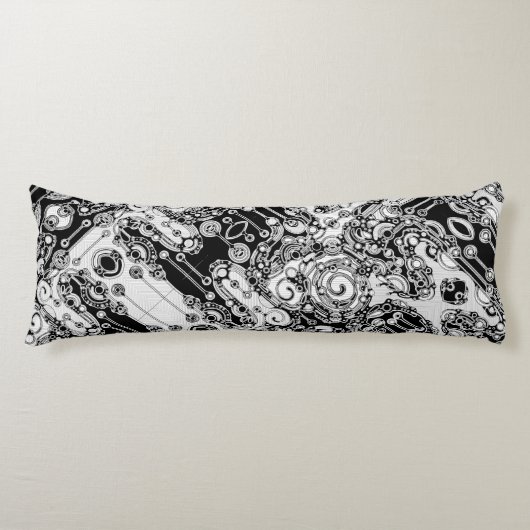 Coussins Longs Art Géométrique Noir Et Blanc 3 (Devant)