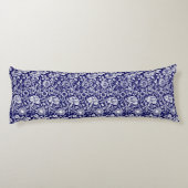 Coussins Longs Art Nouveau Carnation Damask, Navy et Blanc (Dos)