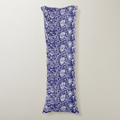 Coussins Longs Art Nouveau Carnation Damask, Navy et Blanc (Devant (Vertical))