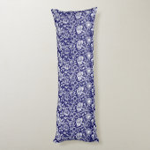 Coussins Longs Art Nouveau Carnation Damask, Navy et Blanc (Dos (Vertical))