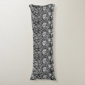 Coussins Longs Art Nouveau Damassé Fleur de Carnation, Noir et Bl (Devant (Vertical))