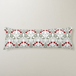 Coussins Longs Art Nouveau Géométrique Pavots et Tiges Sinuieuses