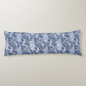 Coussins Longs Art Nouveau Peacock Print, Navy et White (Dos)