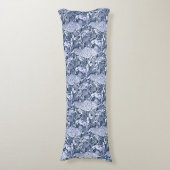 Coussins Longs Art Nouveau Peacock Print, Navy et White (Devant (Vertical))
