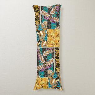 Coussins Longs Art papillon sarcelle et violet maximaliste vibran