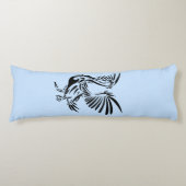 Coussins Longs Art Pélican Tribal sur Bleu (Devant)