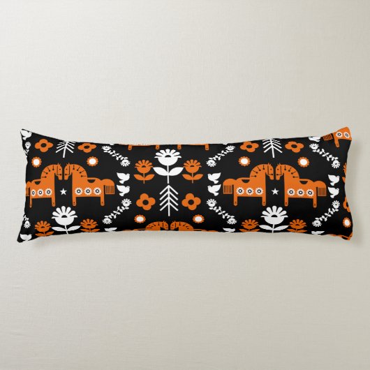 Coussins Longs Art populaire de cheval scandinave (Devant)