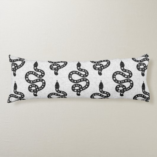 Coussins Longs Art populaire texturé grunge sorcière serpent noir (Devant)