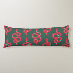 Coussins Longs Art populaire texturé grunge sorcière serpent roug