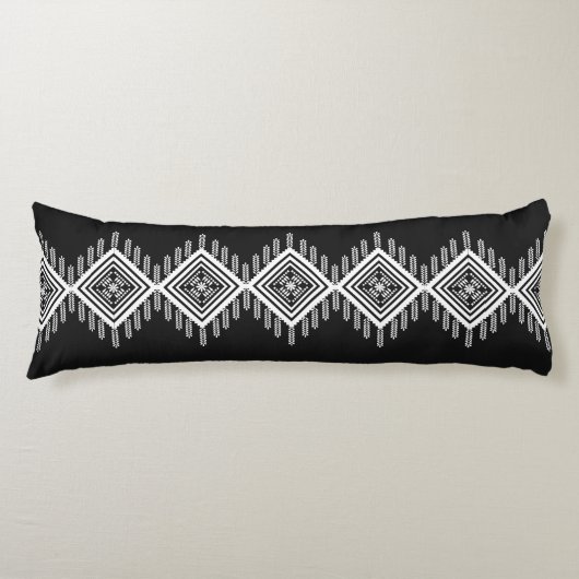 Coussins Longs Art tribal noir et blanc (Devant)