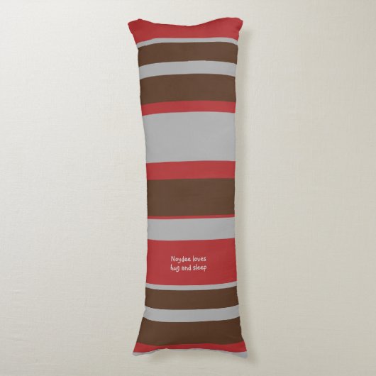 Coussins Longs Asymmetric Stripes Horizontal Lines Gray Red Brown (Devant (Vertical))