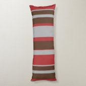 Coussins Longs Asymmetric Stripes Horizontal Lines Gray Red Brown (Dos (Vertical))