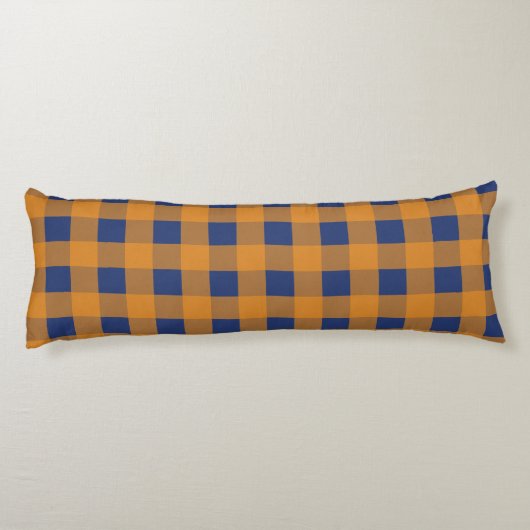 Coussins Longs Automne Automne Orange Bleu Plaid Motif (Dos)
