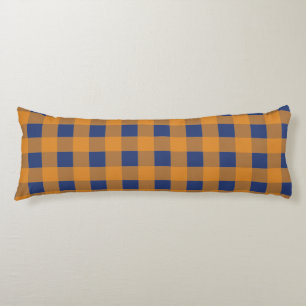 Coussins Longs Automne Automne Orange Bleu Plaid Motif