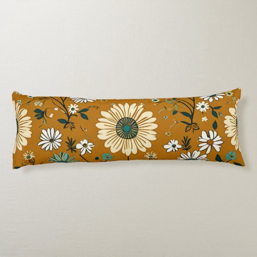 Coussins Longs Automne Retro Boho Mustard Motif (Dos)