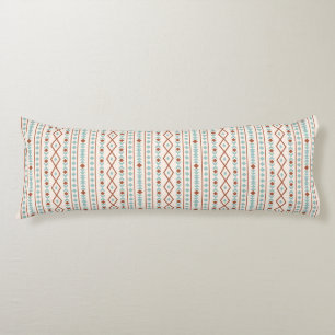 Coussins Longs Aztec Formes V Motif rouille Crème Turquoise