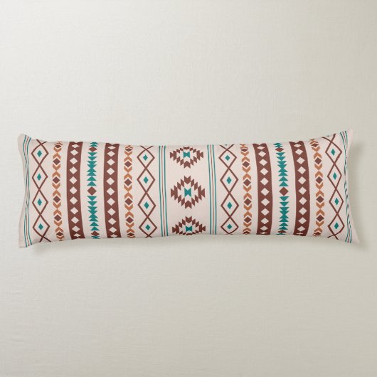 Coussins Longs Aztec Rusts Crème Turquoise Motifs Mixtes V Motif (Dos)