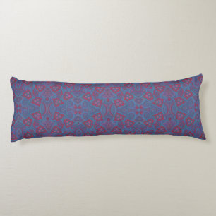 Coussins Longs Baies roses, les années 70 boho motif floral bleu
