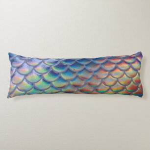 Coussins Longs Balances de poissons de sirène bleu vert Holograph