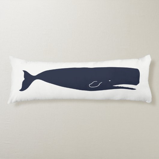 Coussins Longs Baleine nautique et blanc de bleu marine (Devant)