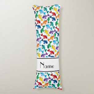 Coussins Longs Baleines bleues personnalisées d'arc-en-ciel blan