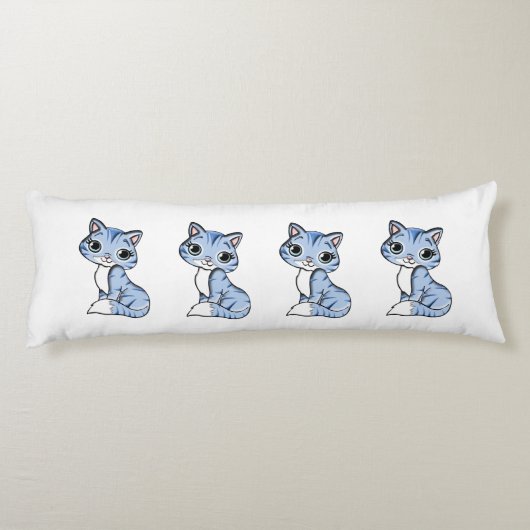 Coussins Longs Bande dessinée mignonne de chat bleu (Dos)