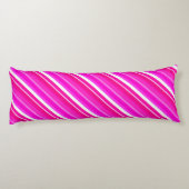 Coussins Longs Bandes de bonbons en couches - rose et fuchsia (Dos)