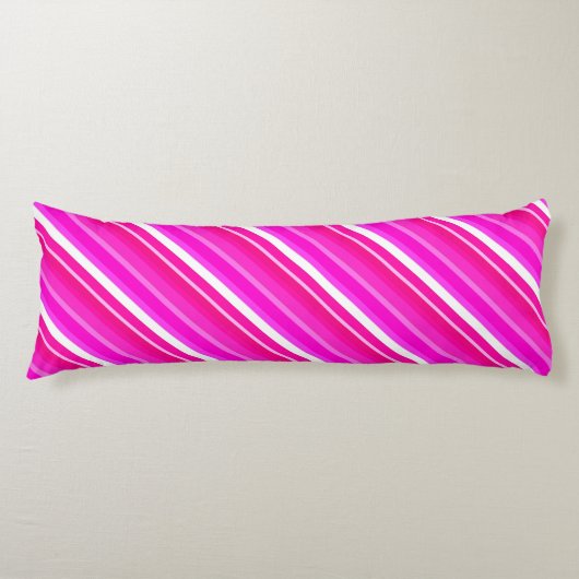 Coussins Longs Bandes de bonbons en couches - rose et fuchsia (Devant)