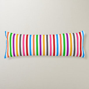 Coussins Longs Bandes de lignes arc-en-ciel colorées - Blanc