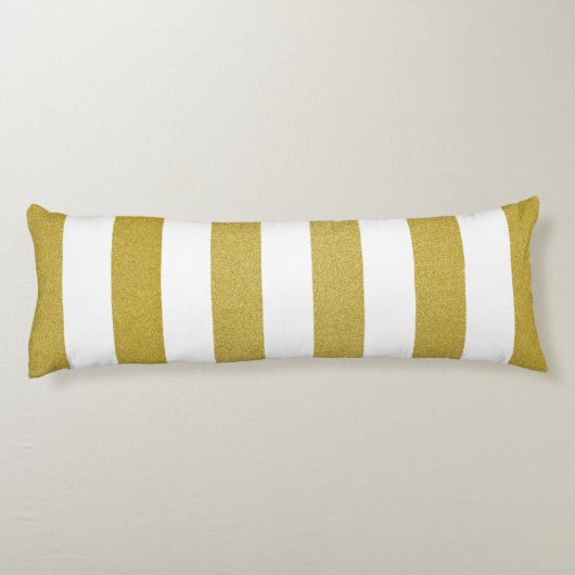 Coussins Longs Bandes d'or, Blancs, Motif rayé (Dos)