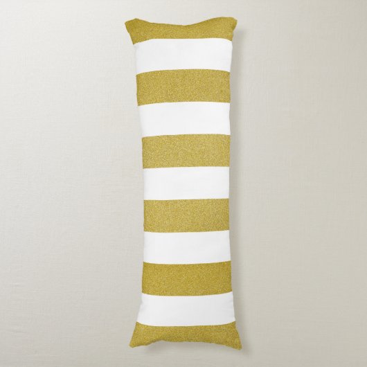 Coussins Longs Bandes d'or, Blancs, Motif rayé (Devant (Vertical))