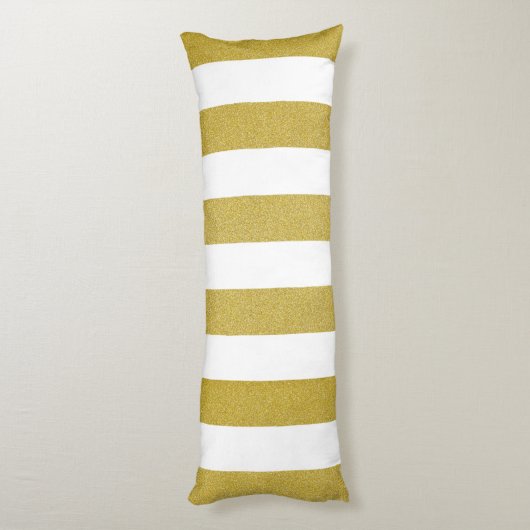 Coussins Longs Bandes d'or, Blancs, Motif rayé (Dos (Vertical))